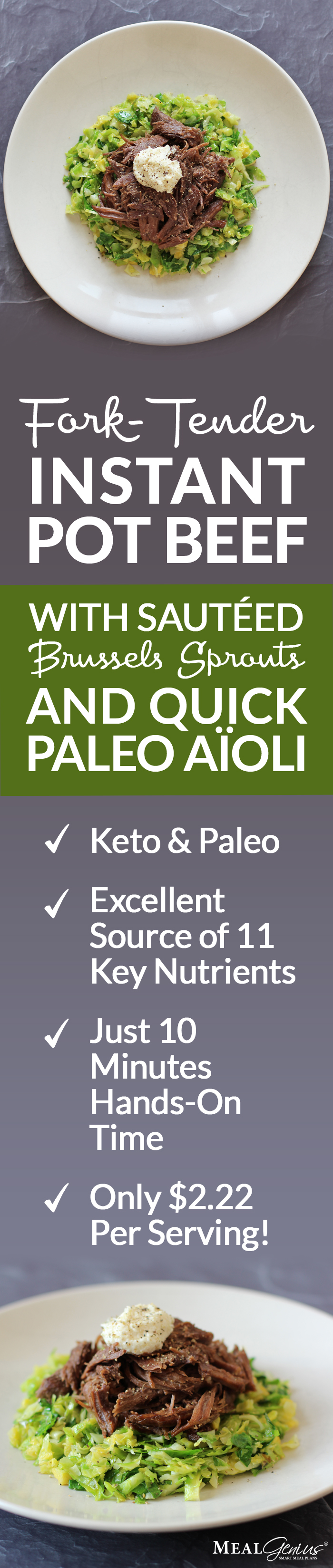 Instant Pot Beef Brussels Sprouts & Paleo Aioli - Meal Genius
