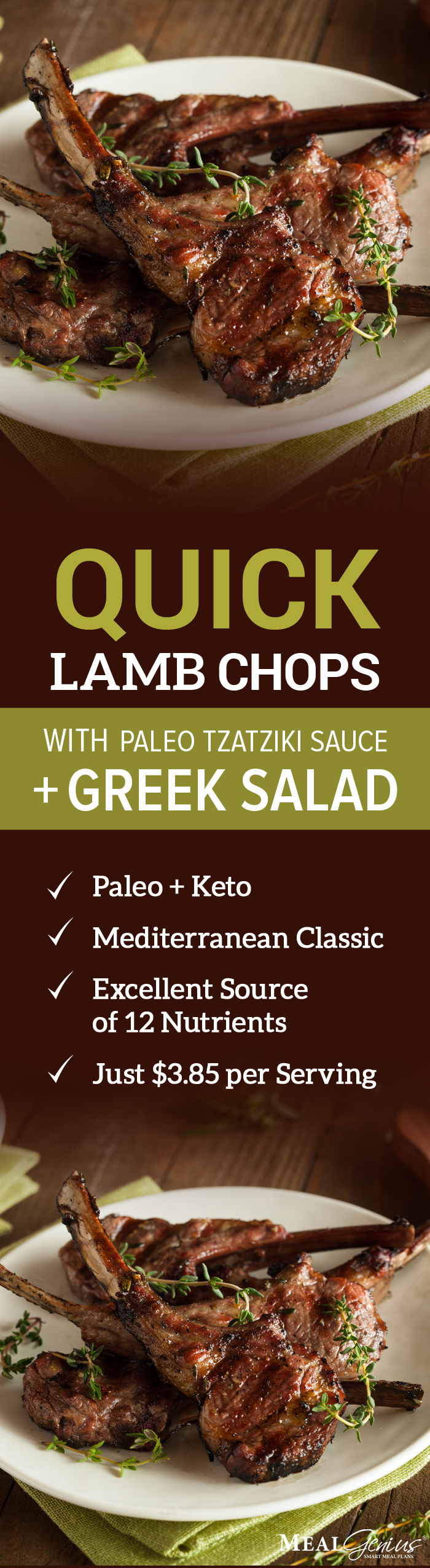 Lamb Chops with Tzatzki and Greek Salad - Meal Genius